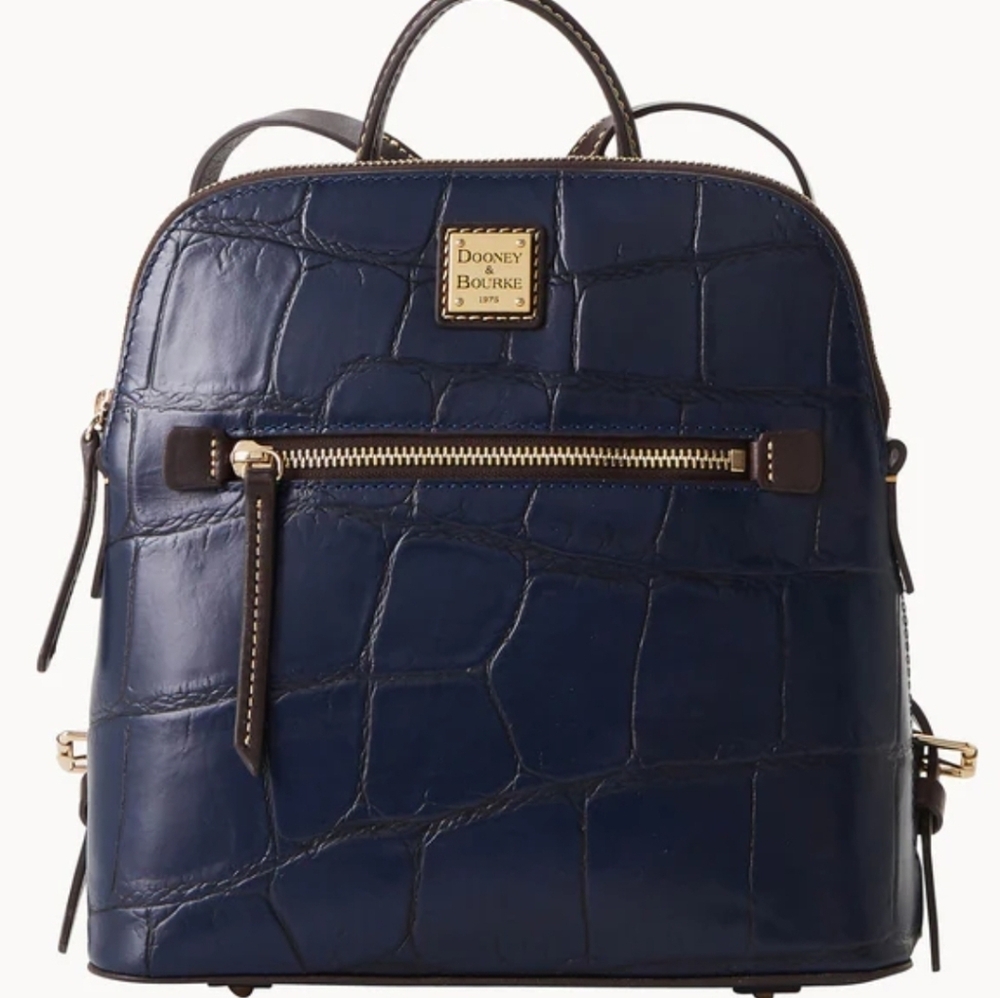 Dooney & Bourke Midnight Blue Denison Croc-Embossed Backpack - Picture 9 of 9